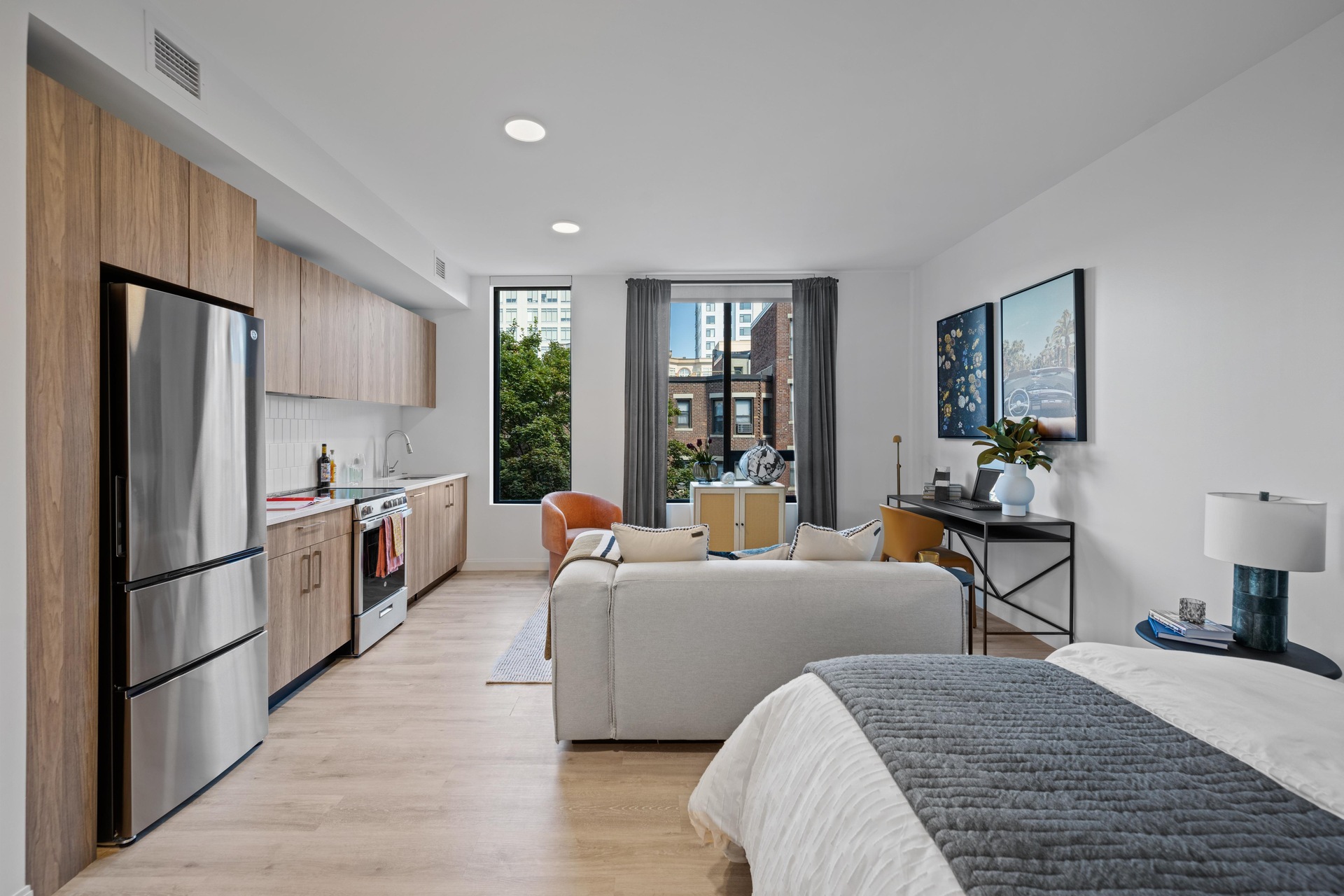 Studio bedroom with natural light