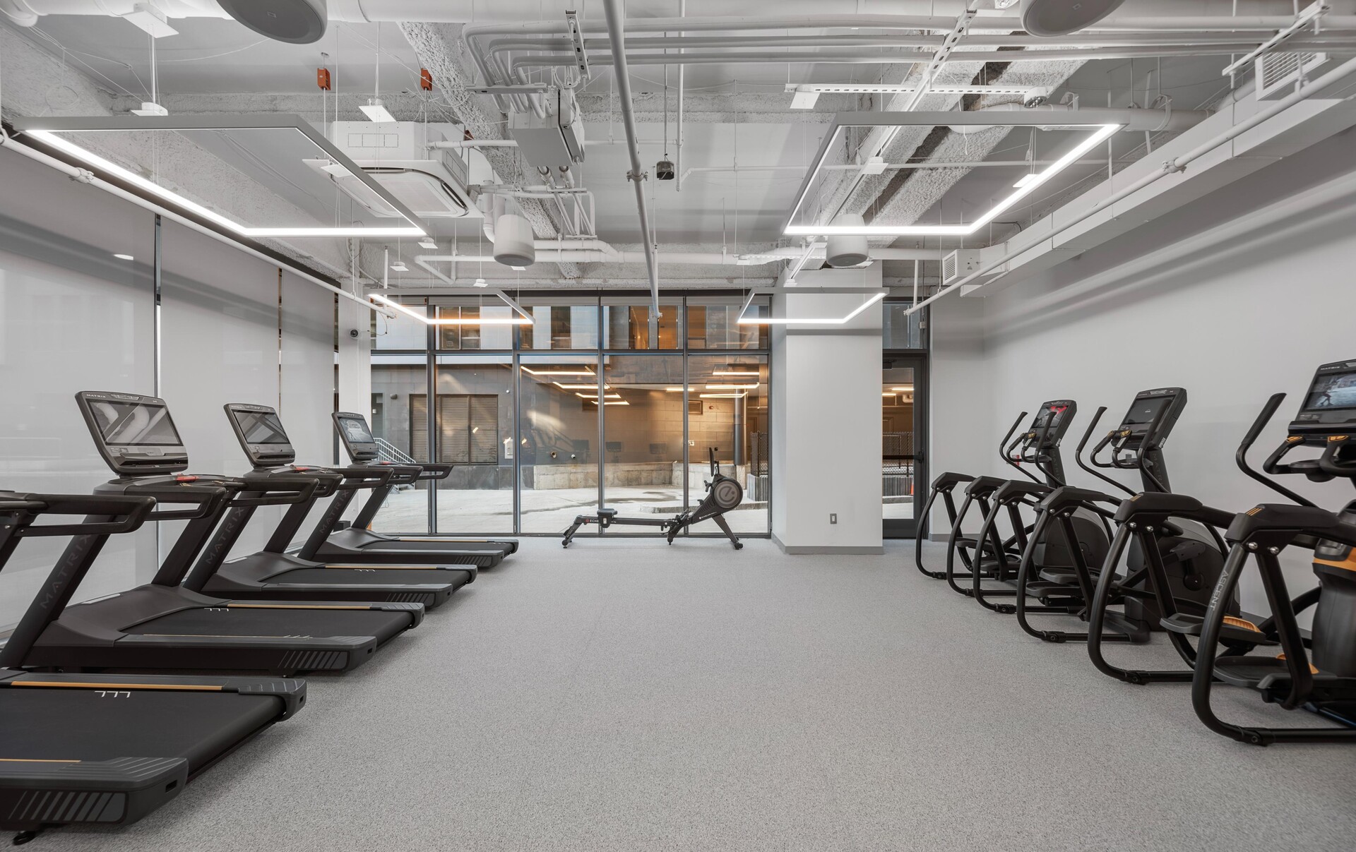 State-of-the-art cardio machines in the fitness center.